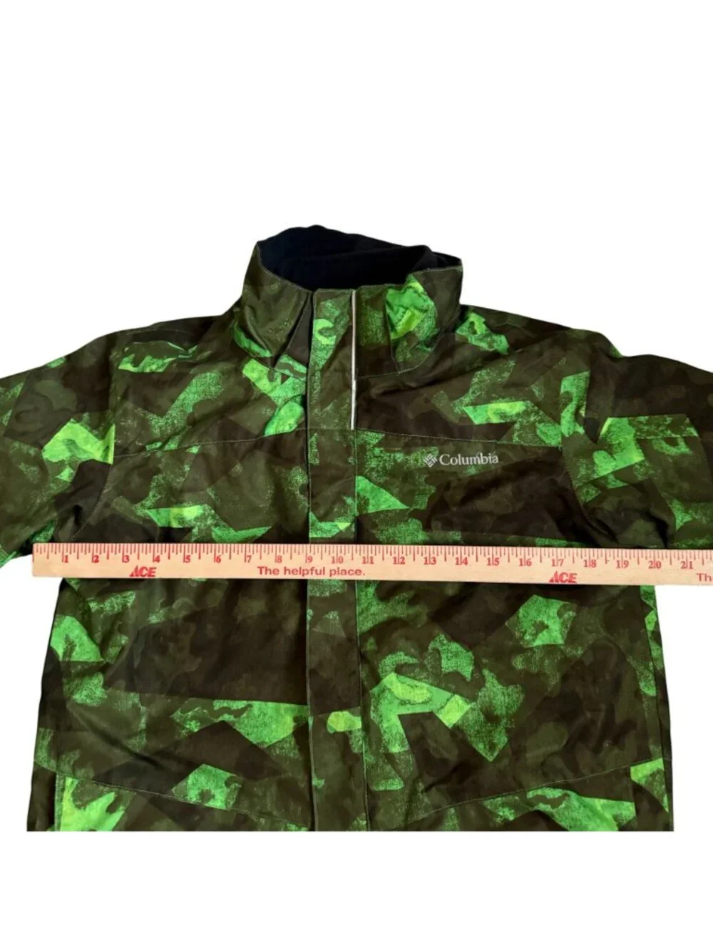 Columbia Boy's Windbreaker Jacket Sz L Green Camo Interchange Ski Rain Coat